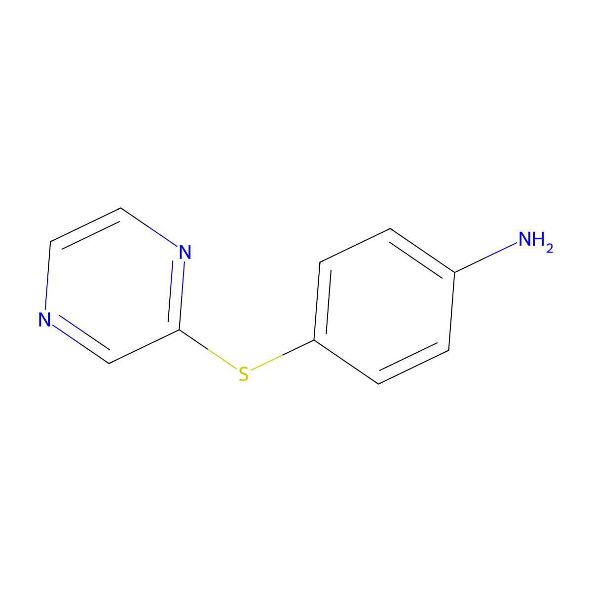 4-(Pyrazin-2-ylsulfanyl)aniline molecular structure, CAS 1155799-57-7