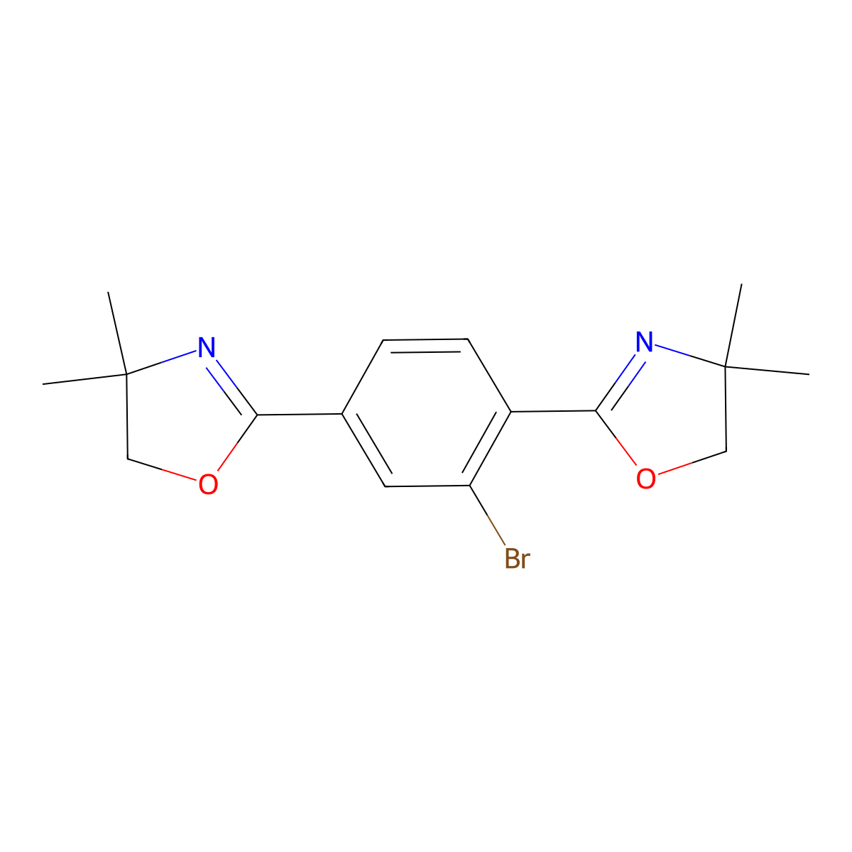 2,2'-(2-Bromo-1,4-phenylene)bis(4,4-dimethyl-4,5-dihydrooxazole) molecular structure, CAS 115580-69-3