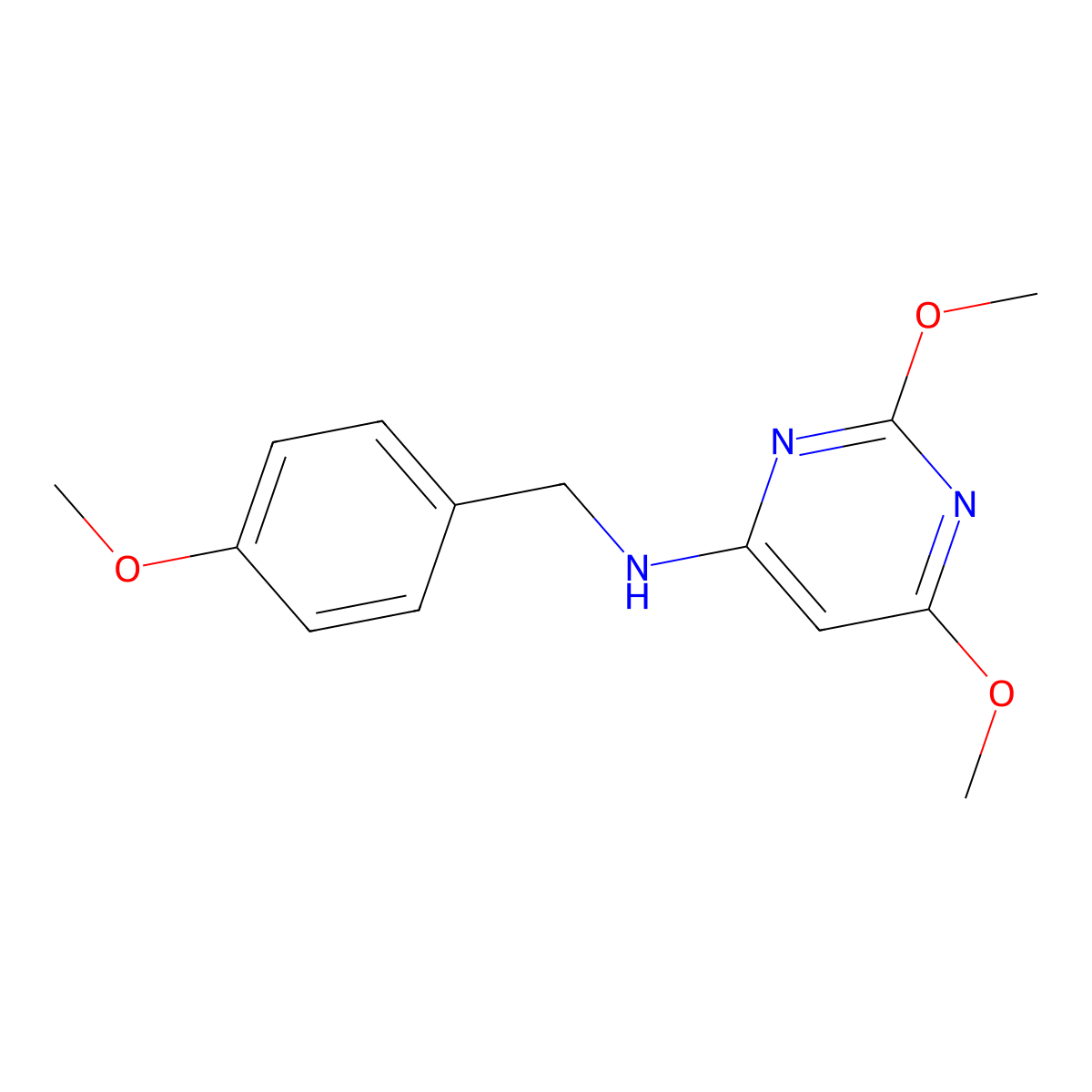 4-Pyrimidinamine,2,6-dimethoxy-n-[(4-methoxyphenyl)methyl]- molecular structure, CAS 115581-33-4