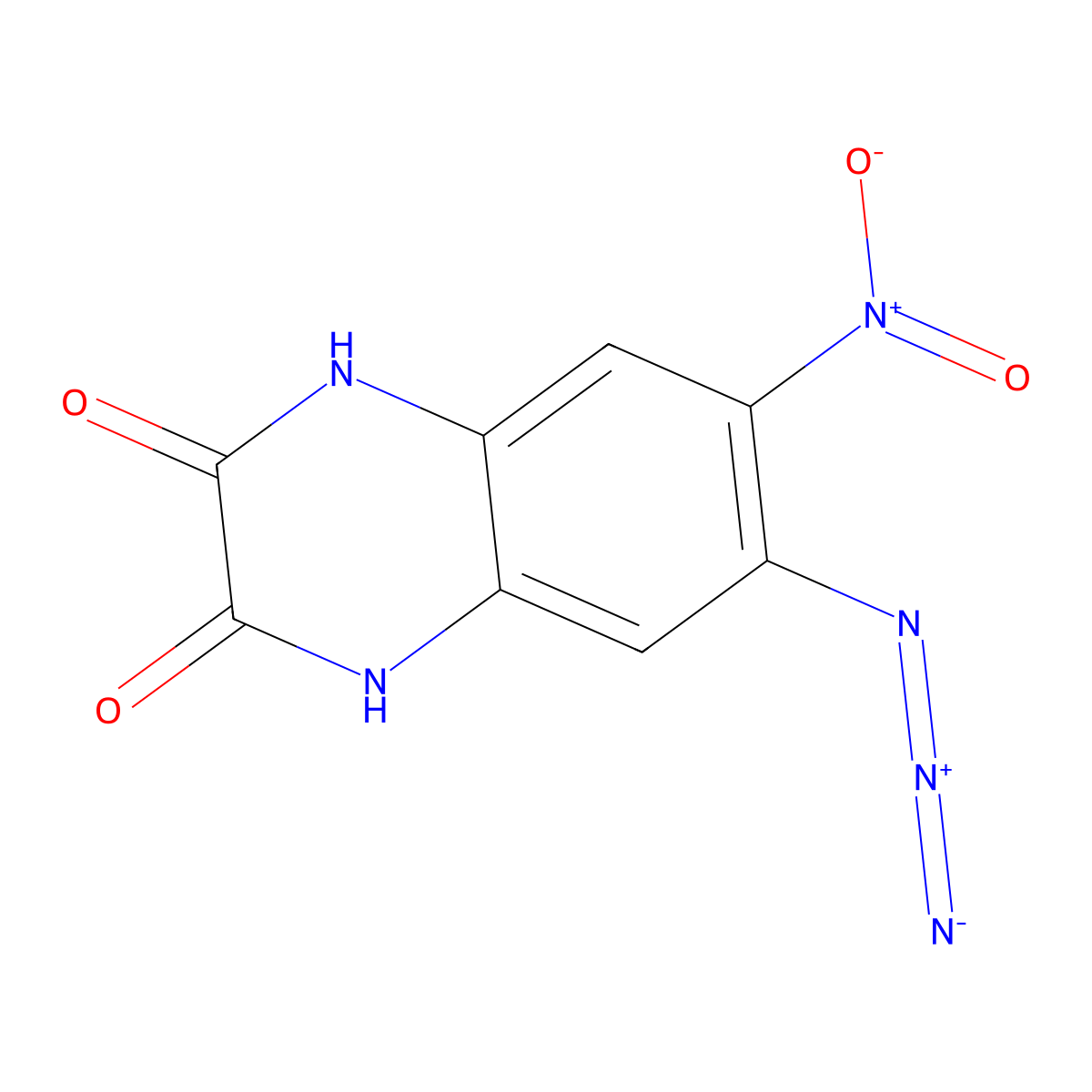 6-Azido-7-nitro-1,4-dihydroquinoxaline-2,3-dione molecular structure, CAS 115581-83-4