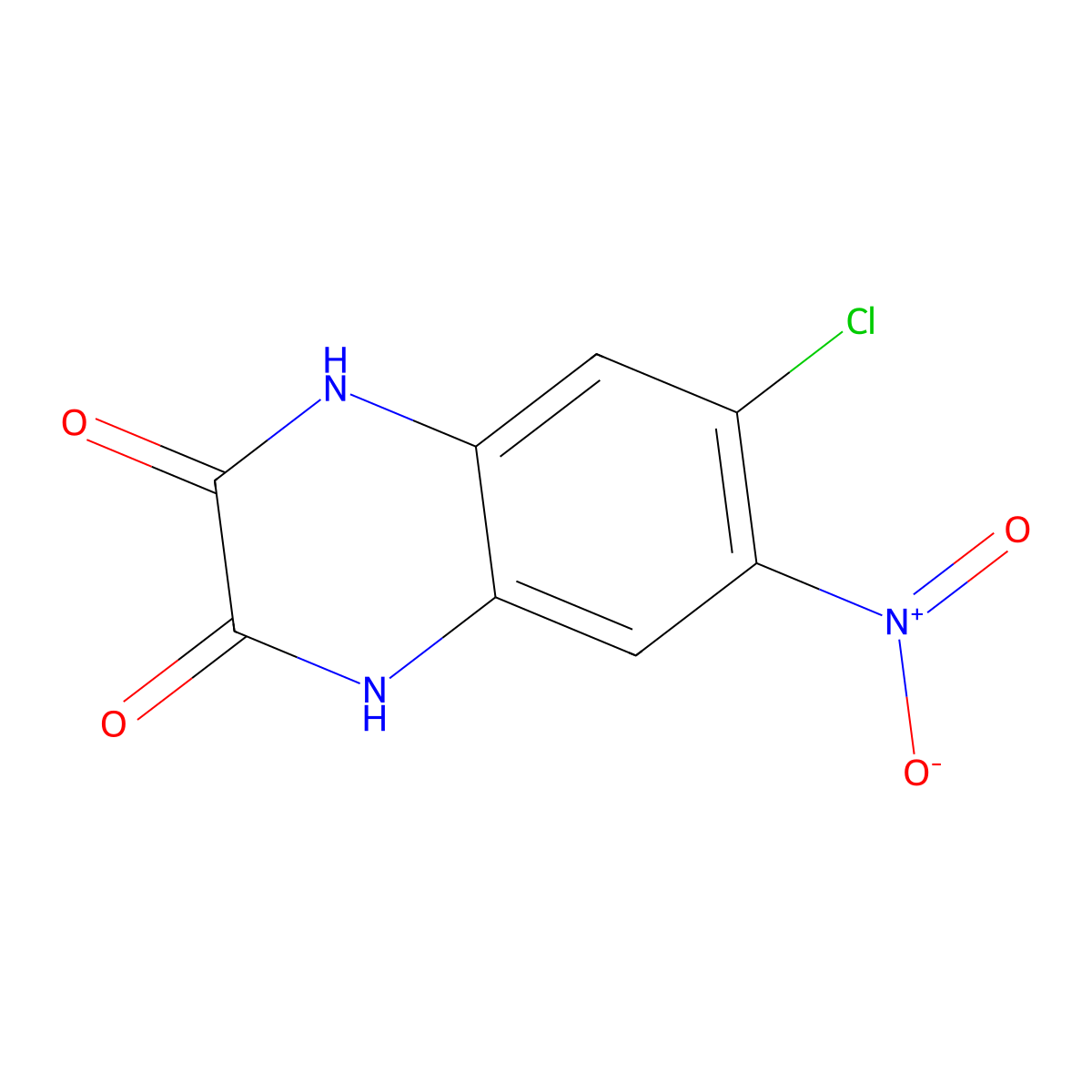 6-Chloro-7-nitro-quinoxaline-2,3-diol molecular structure, CAS 115581-86-7