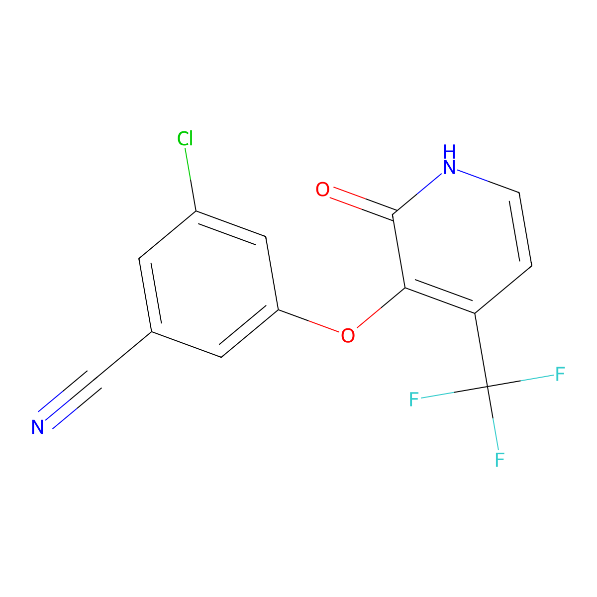3-Chloro-5-((1,2-dihydro-2-oxo-4-(trifluoromethyl)-3-pyridinyl)oxy)benzonitrile molecular structure, CAS 1155846-86-8