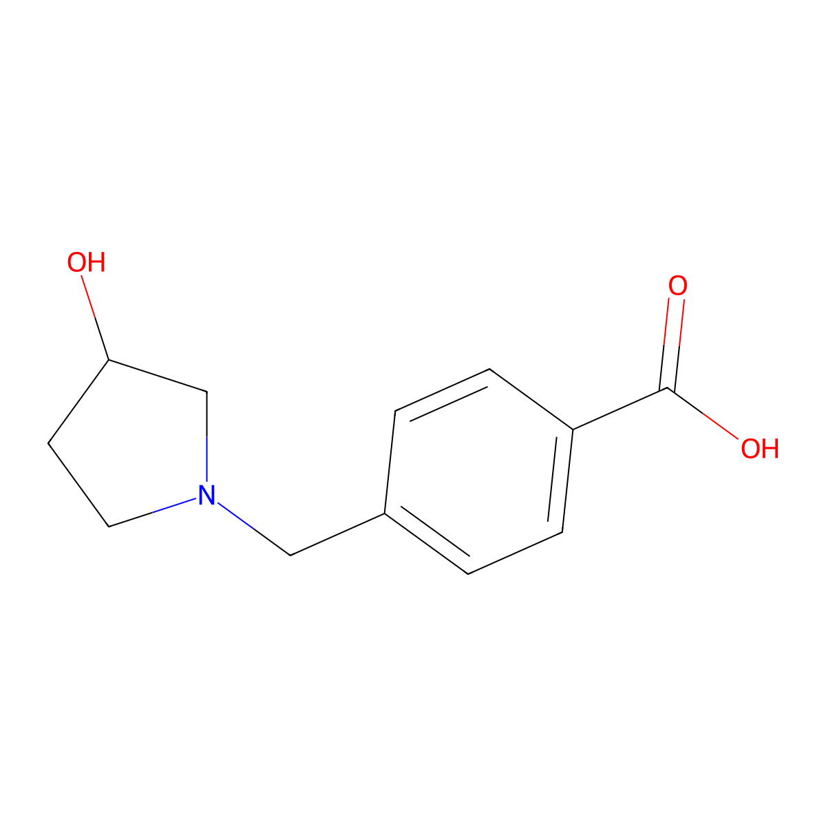 4-[(3-Hydroxypyrrolidin-1-yl)methyl]benzoic acid molecular structure, CAS 1155855-91-6