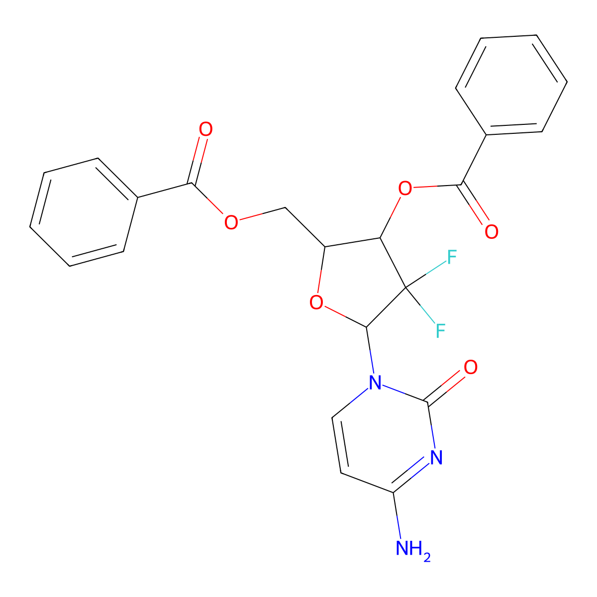 Difluoro-2'-deoxycytidine-3',5'-dibenzoate molecular structure, CAS 1155863-81-2