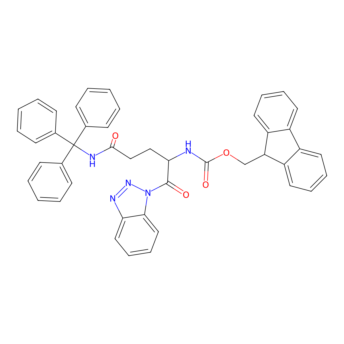 Fmoc-Gln(trt)-Bt molecular structure, CAS 1155875-65-2