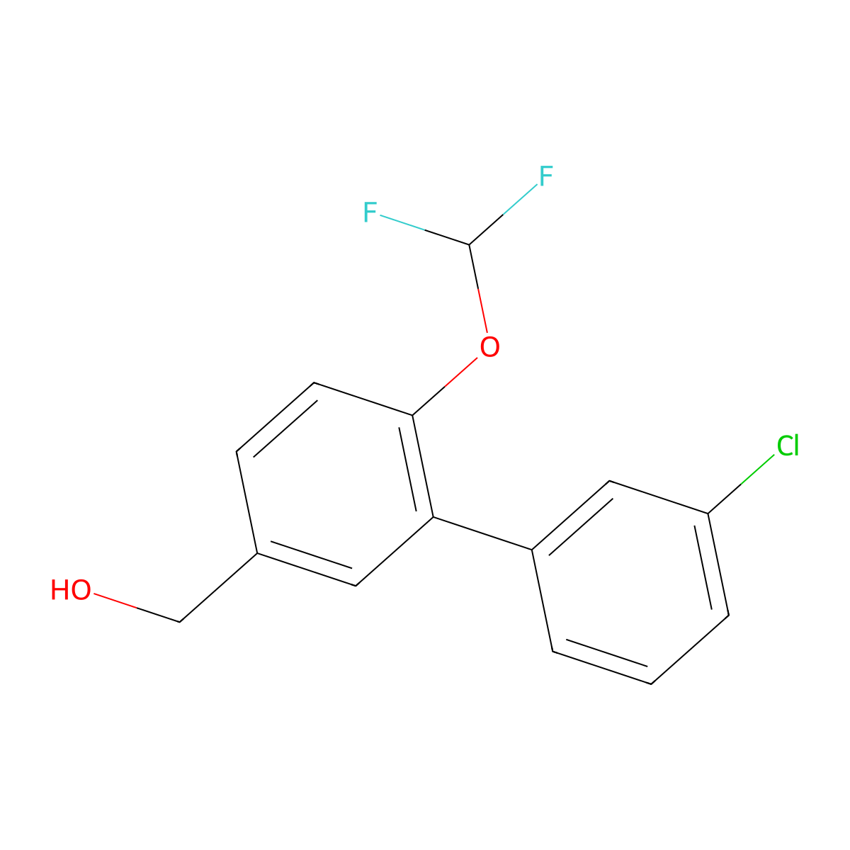 [1,1'-Biphenyl]-3-methanol, 3'-chloro-6-(difluoromethoxy)- molecular structure, CAS 1155878-04-8