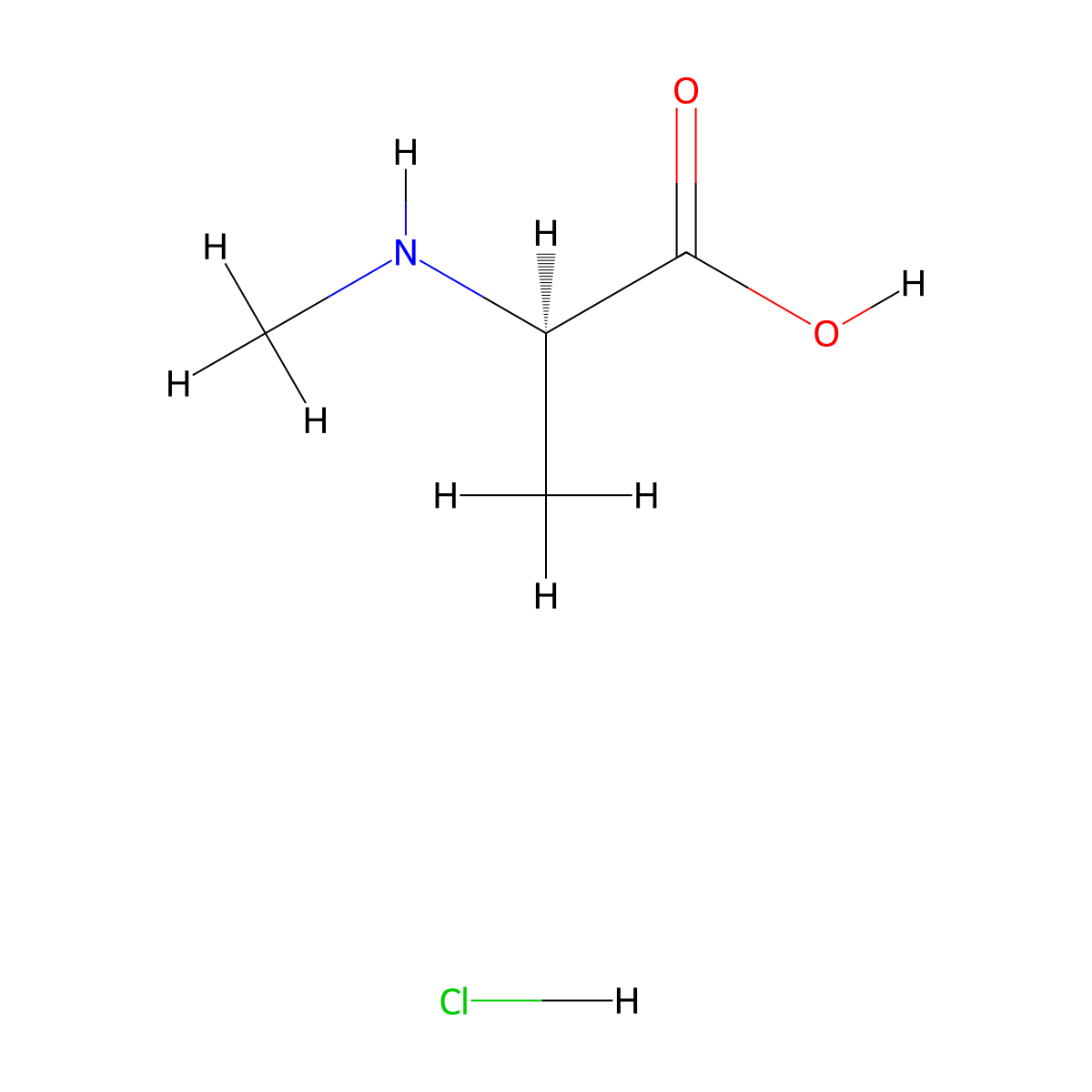 (R)-2-(Methylamino)propanoic acid hydrochloride molecular structure, CAS 1155878-14-0