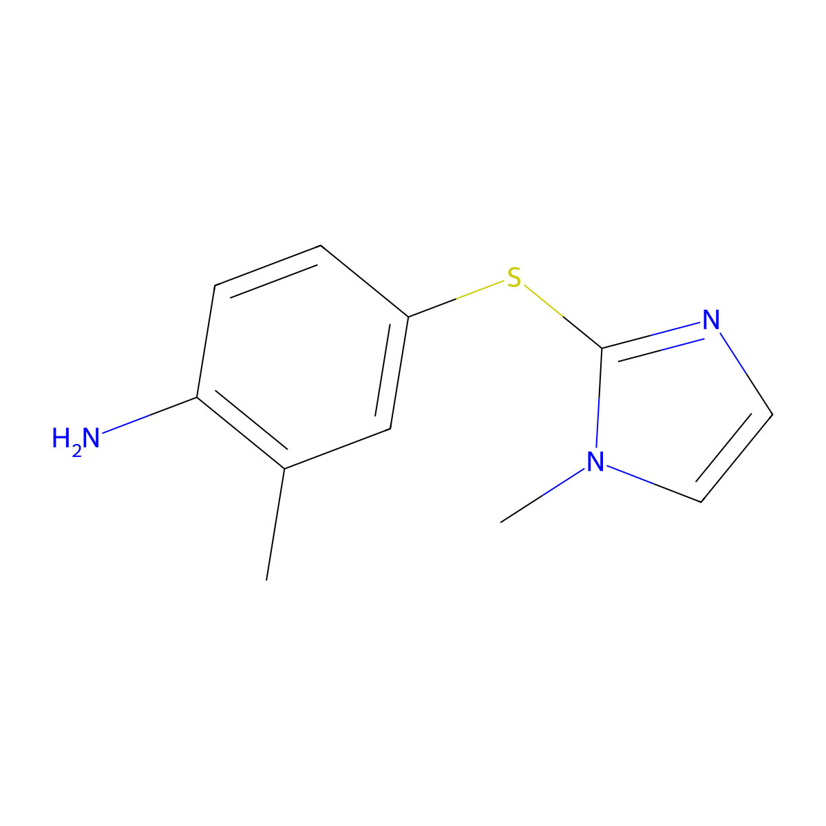 2-methyl-4-[(1-methyl-1H-imidazol-2-yl)sulfanyl]aniline molecular structure, CAS 1155908-51-2