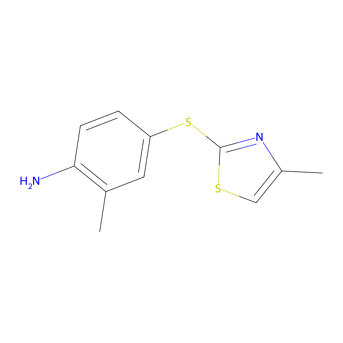 2-Methyl-4-[(4-methyl-1,3-thiazol-2-yl)sulfanyl]aniline molecular structure, CAS 1155909-82-2