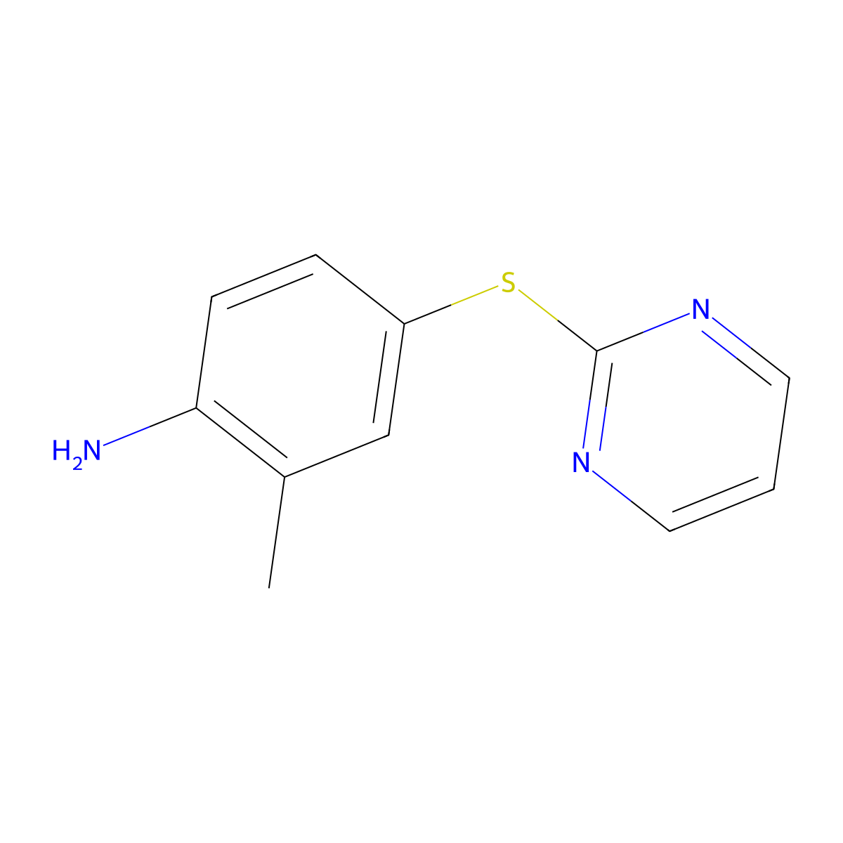 2-Methyl-4-(pyrimidin-2-ylsulfanyl)aniline molecular structure, CAS 1155909-91-3