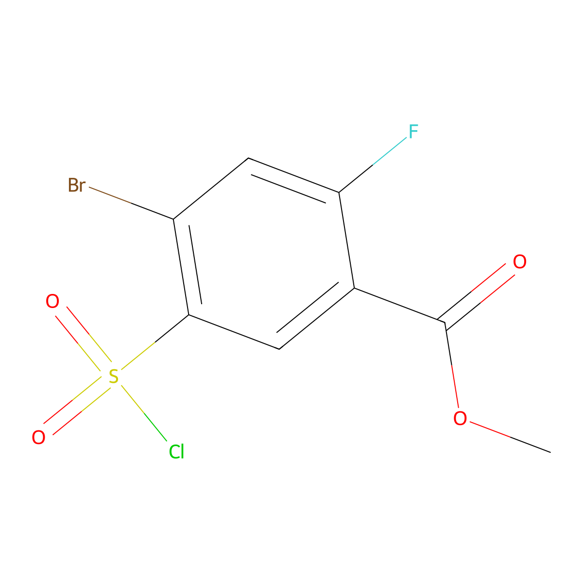Methyl 4-bromo-5-(chlorosulfonyl)-2-fluorobenzoate molecular structure, CAS 1155910-53-4