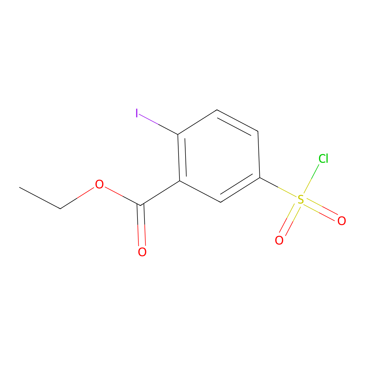 Ethyl 5-(chlorosulfonyl)-2-iodobenzoate molecular structure, CAS 1155911-38-8