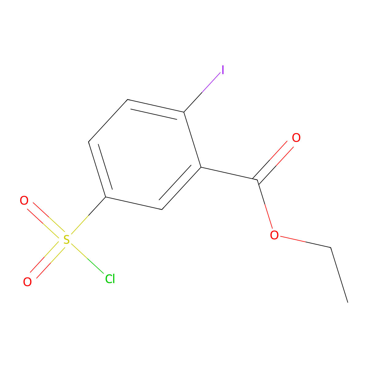 Ethyl 5-(chlorosulfonyl)-2-iodobenzoate molecular structure, CAS 1155911-38-8