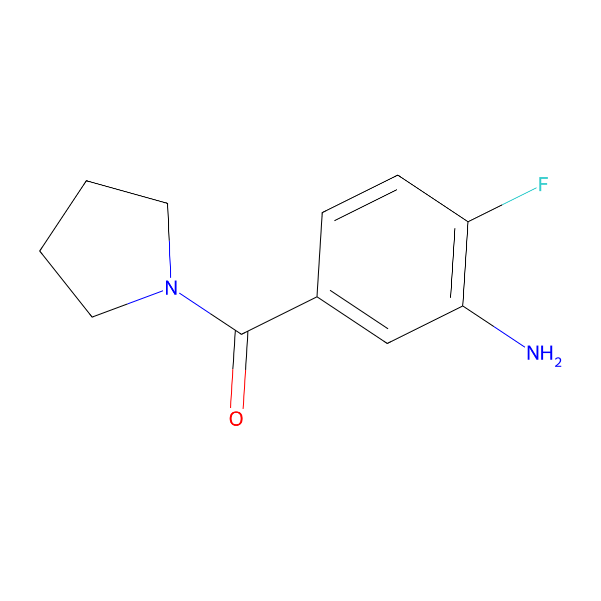 (3-Amino-4-fluorophenyl)(pyrrolidin-1-yl)methanone molecular structure, CAS 1155912-44-9