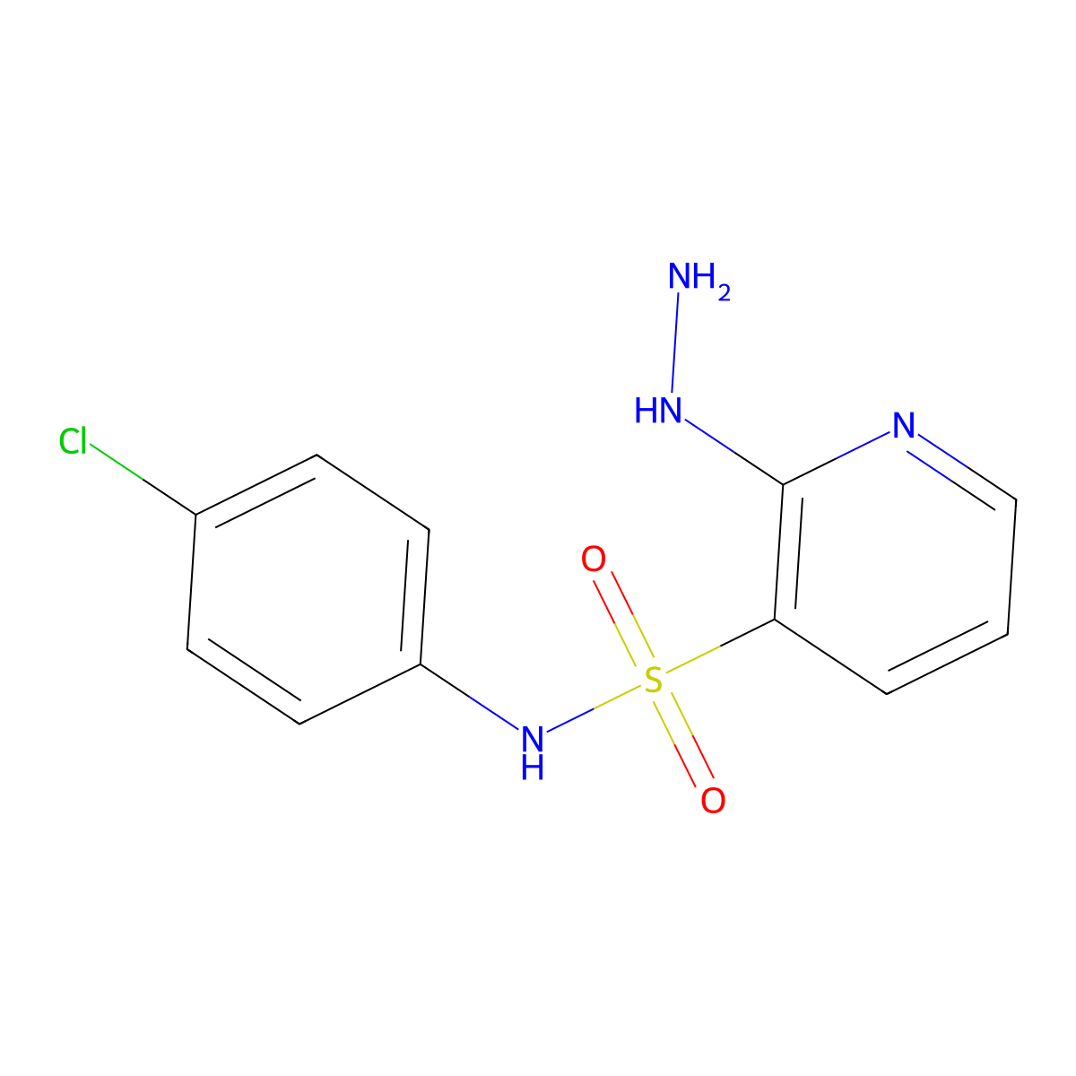 N-(4-chlorophenyl)-2-hydrazinopyridine-3-sulfonamide molecular structure, CAS 1155913-98-6