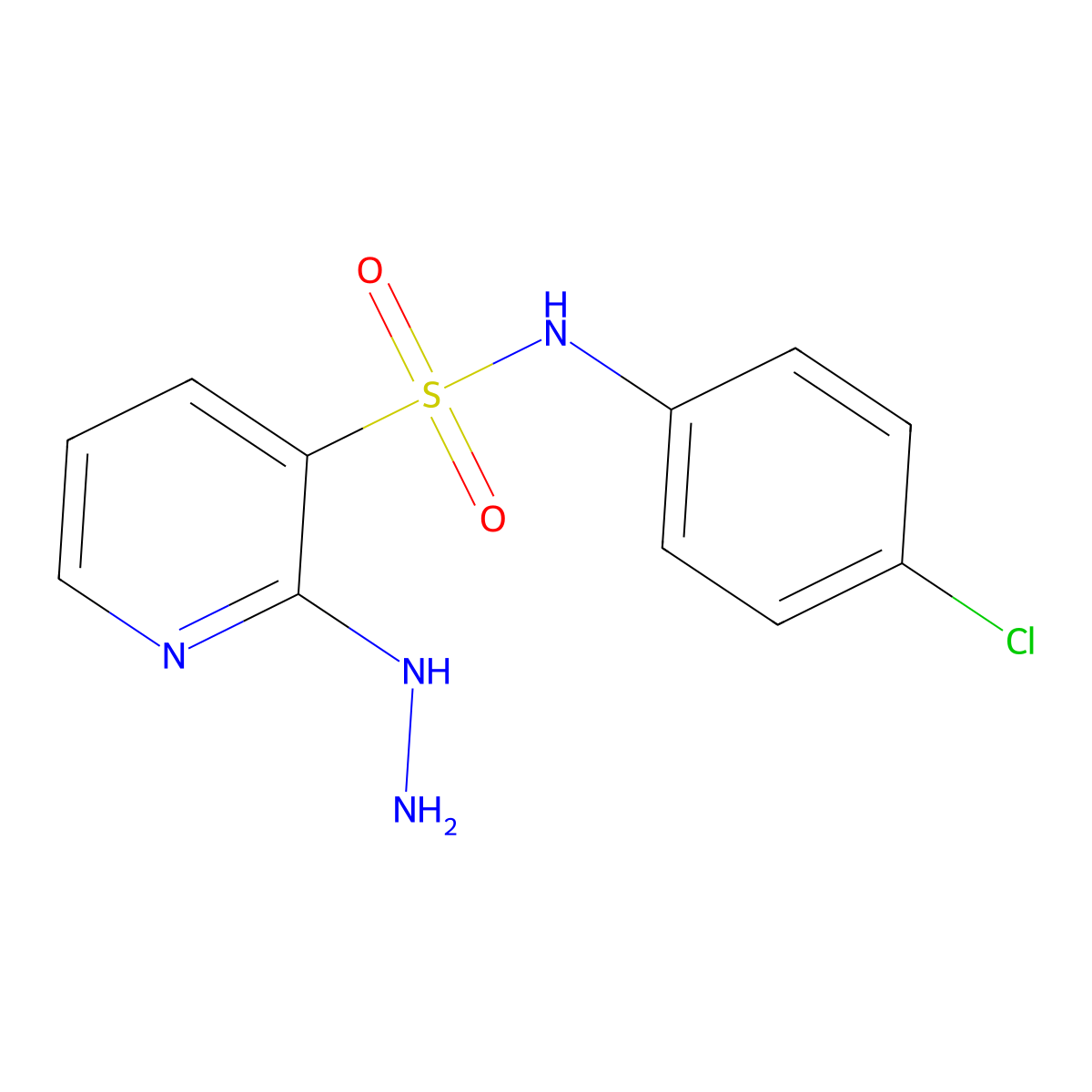 N-(4-chlorophenyl)-2-hydrazinopyridine-3-sulfonamide molecular structure, CAS 1155913-98-6