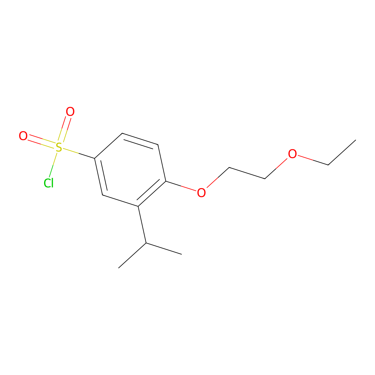 4-(2-Ethoxyethoxy)-3-(propan-2-yl)benzene-1-sulfonyl chloride molecular structure, CAS 1155916-27-0