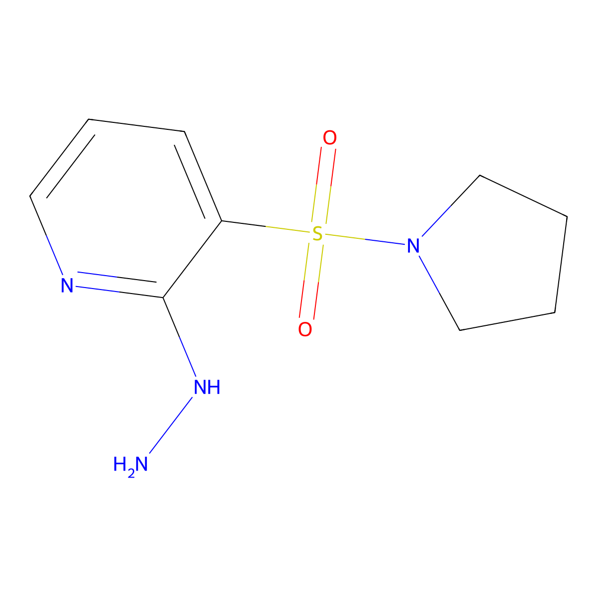 2-Hydrazino-3-(pyrrolidin-1-ylsulfonyl)pyridine molecular structure, CAS 1155916-50-9
