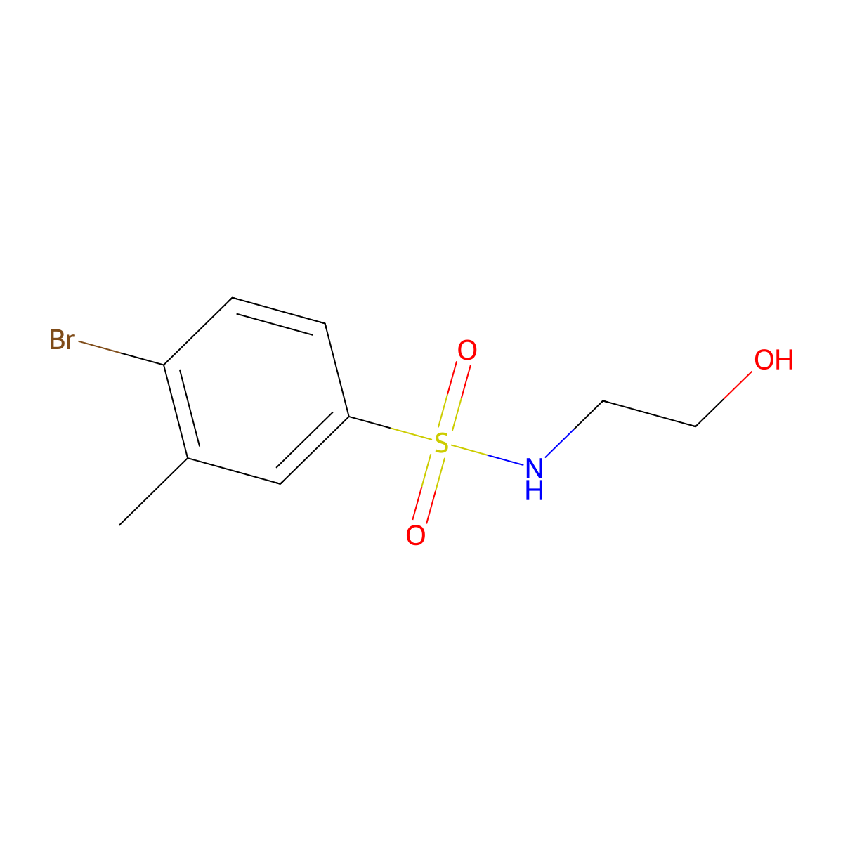 4-bromo-N-(2-hydroxyethyl)-3-methylbenzenesulfonamide molecular structure, CAS 1155926-84-3