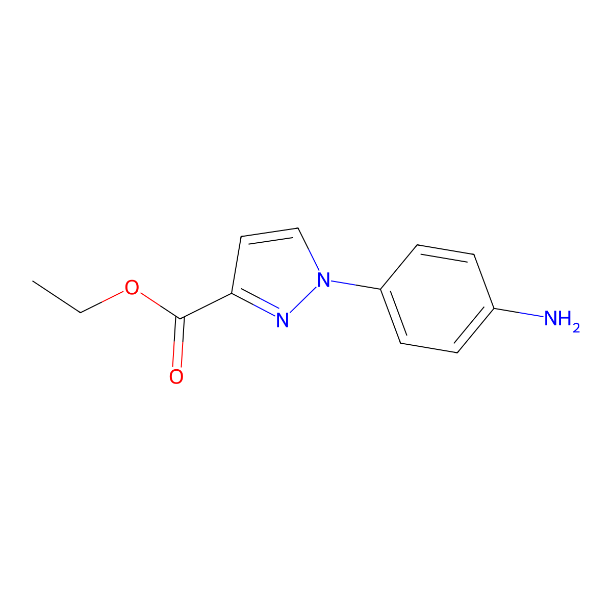 ethyl 1-(4-aminophenyl)-1H-pyrazole-3-carboxylate molecular structure, CAS 1155927-22-2