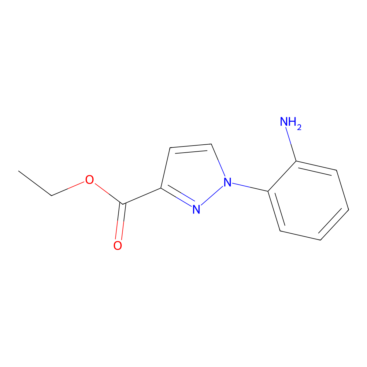 ethyl 1-(2-aminophenyl)-1H-pyrazole-3-carboxylate molecular structure, CAS 1155927-34-6