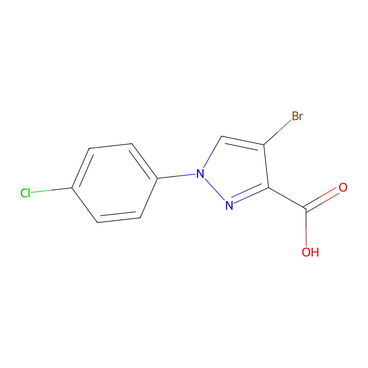 4-bromo-1-(4-chlorophenyl)-1H-pyrazole-3-carboxylic acid molecular structure, CAS 1155927-76-6