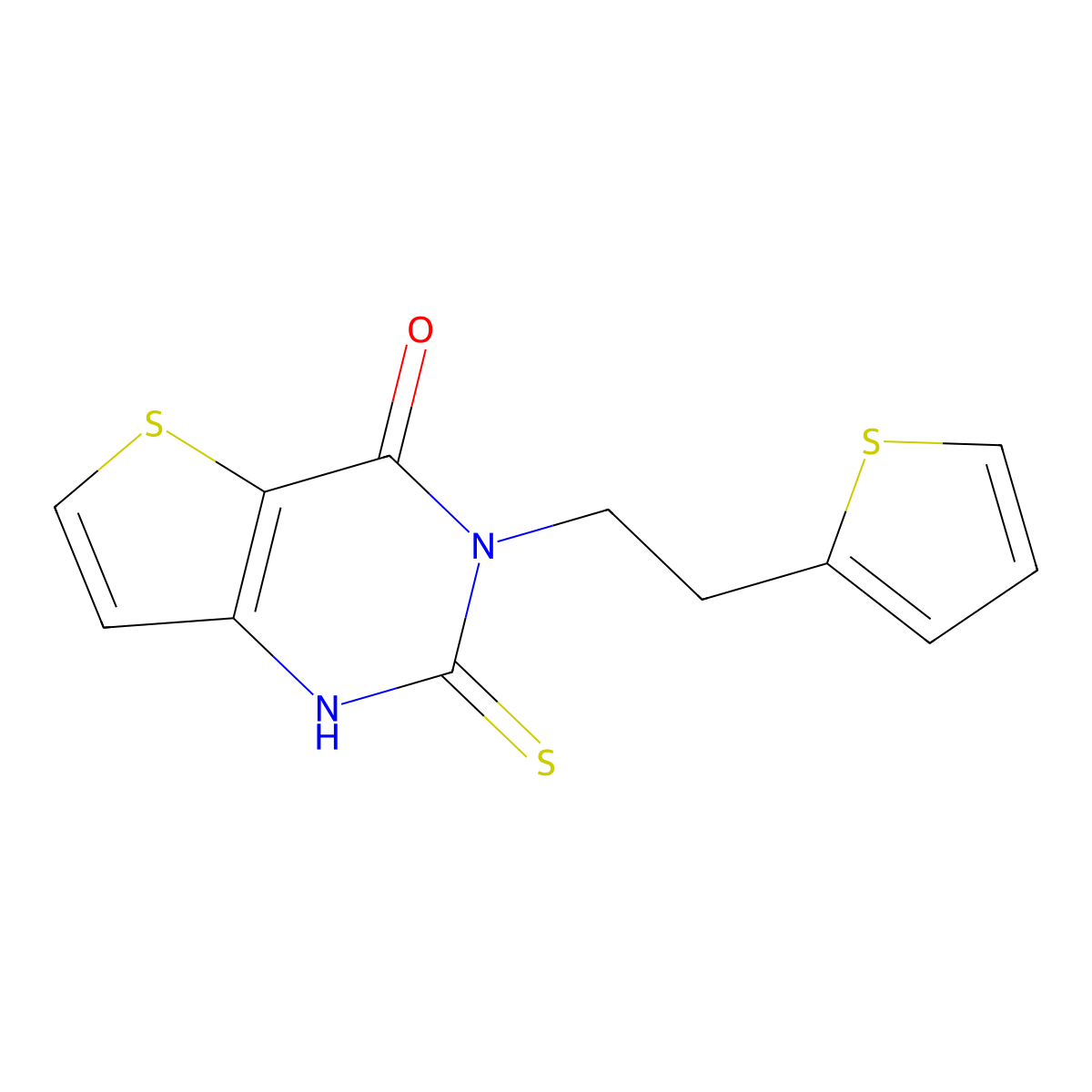 3-[2-(2-thienyl)ethyl]-2-thioxo-2,3-dihydrothieno[3,2-d]pyrimidin-4(1H)-one molecular structure, CAS 1155931-27-3
