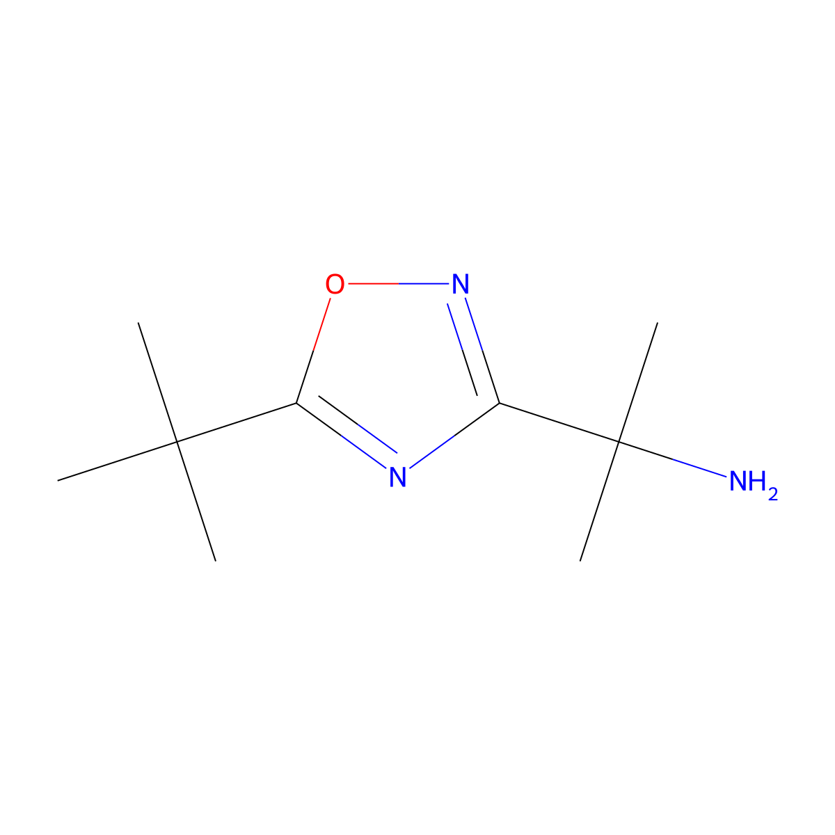 2-(5-Tert-butyl-1,2,4-oxadiazol-3-yl)propan-2-amine molecular structure, CAS 1155952-94-5