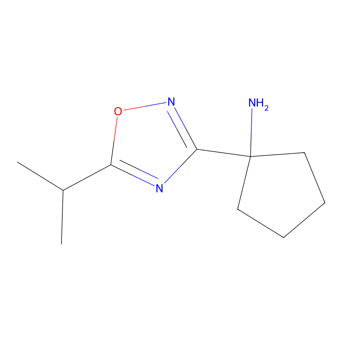 1-[5-(Propan-2-yl)-1,2,4-oxadiazol-3-yl]cyclopentan-1-amine molecular structure, CAS 1155953-79-9