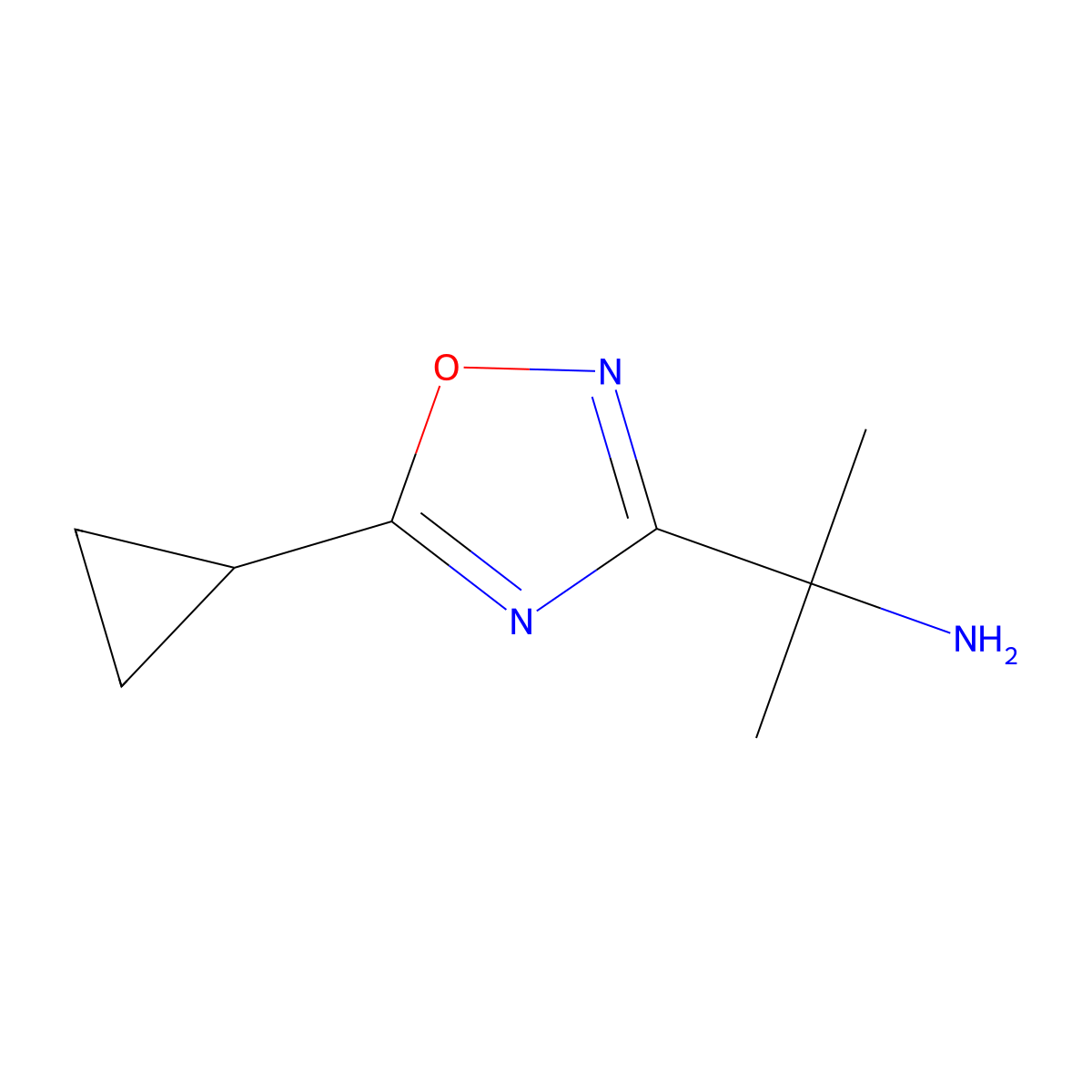 2-(5-Cyclopropyl-1,2,4-oxadiazol-3-yl)propan-2-amine molecular structure, CAS 1155953-86-8