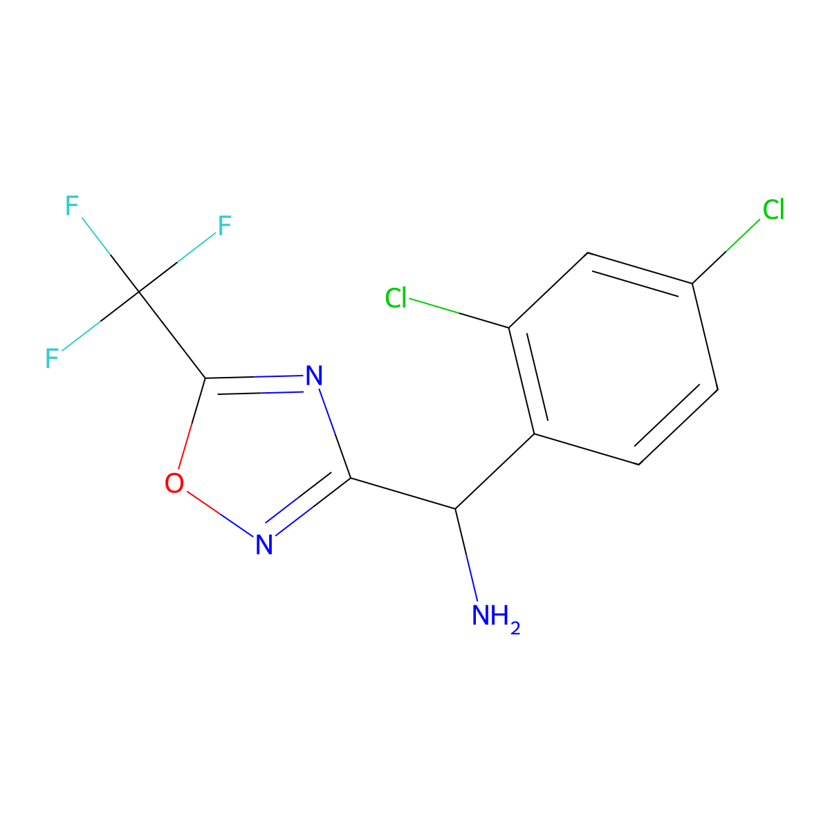 1-(2,4-Dichlorophenyl)-1-[5-(trifluoromethyl)-1,2,4-oxadiazol-3-yl]methanamine molecular structure, CAS 1155955-61-5