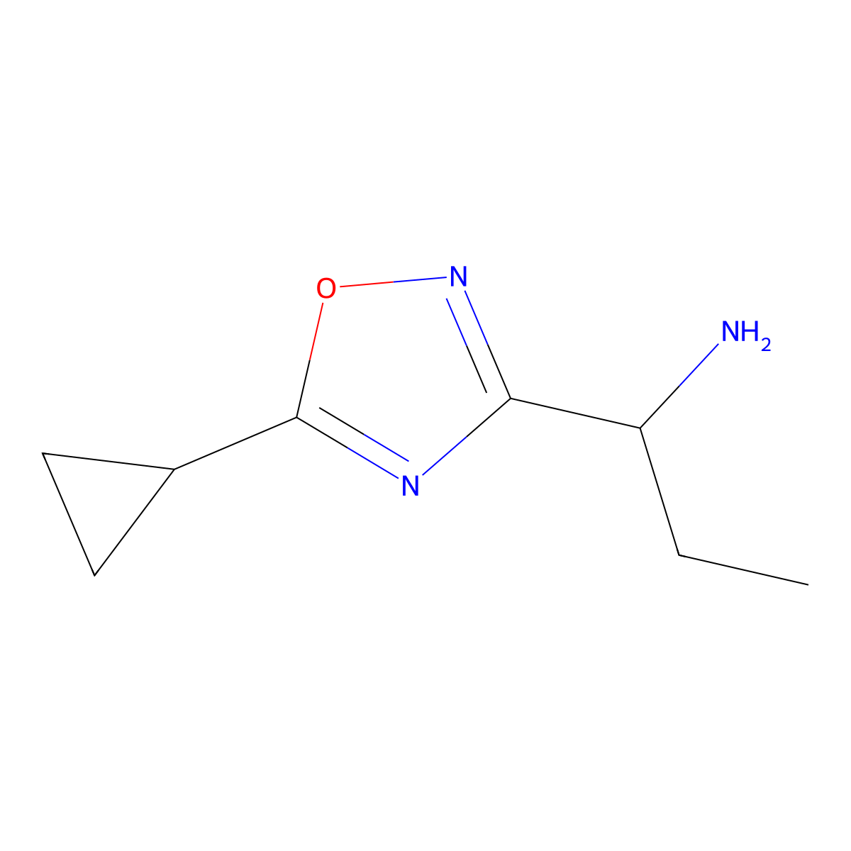 1-(5-Cyclopropyl-1,2,4-oxadiazol-3-yl)propan-1-amine molecular structure, CAS 1155955-67-1