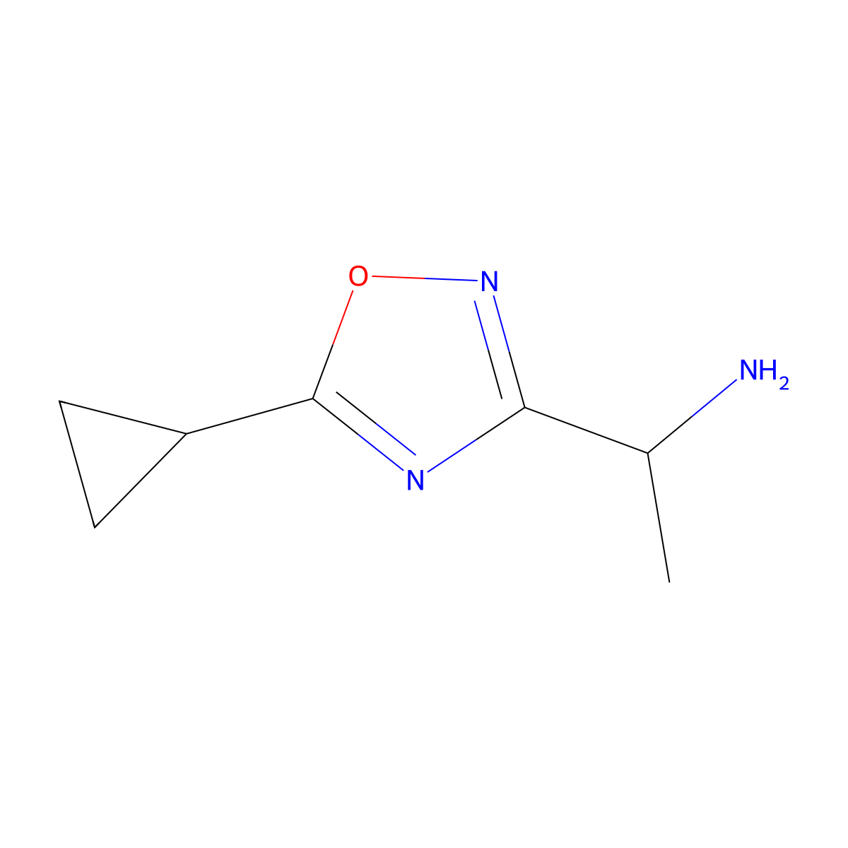 1-(5-Cyclopropyl-1,2,4-oxadiazol-3-yl)ethan-1-amine molecular structure, CAS 1155955-73-9
