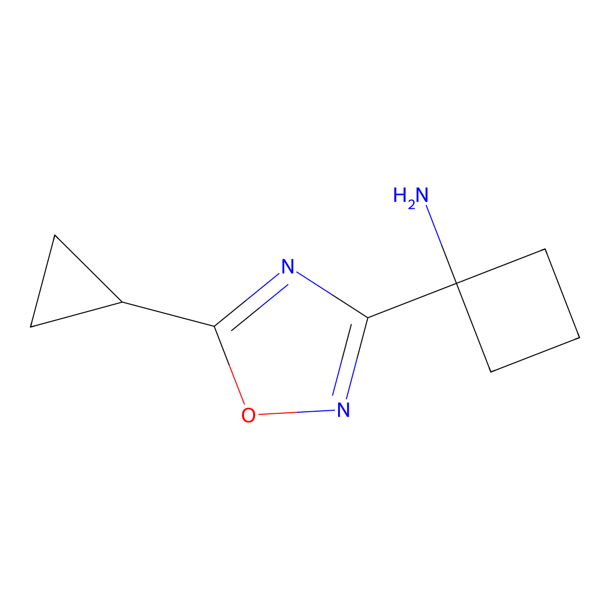 1-(5-Cyclopropyl-1,2,4-oxadiazol-3-yl)cyclobutanamine molecular structure, CAS 1155956-36-7