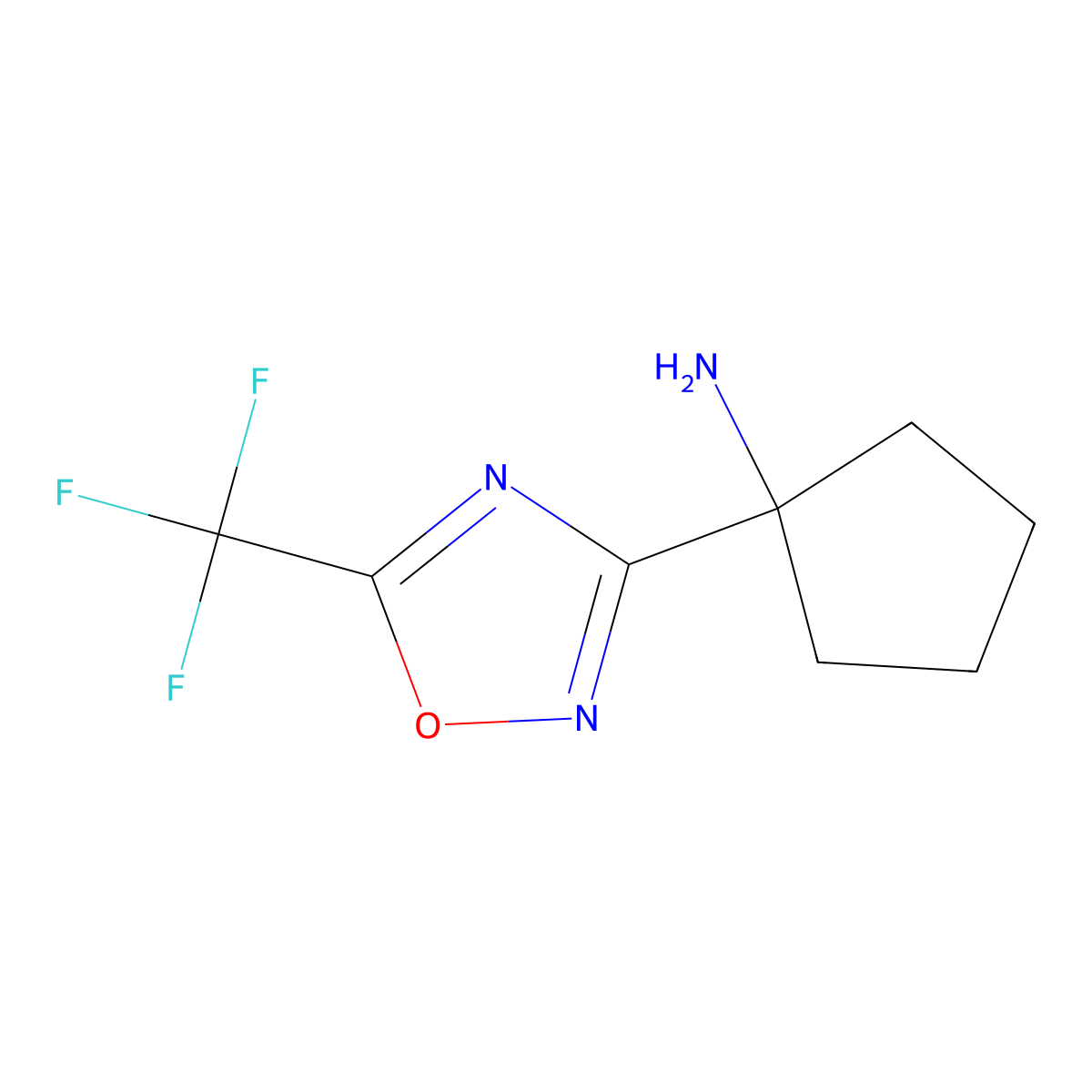 1-(5-(Trifluoromethyl)-1,2,4-oxadiazol-3-yl)cyclopentanamine molecular structure, CAS 1155958-23-8