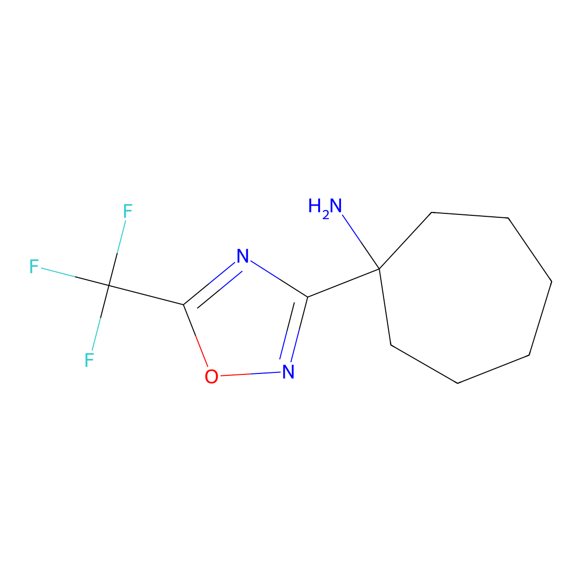 1-[5-(Trifluoromethyl)-1,2,4-oxadiazol-3-yl]cycloheptan-1-amine molecular structure, CAS 1155958-66-9