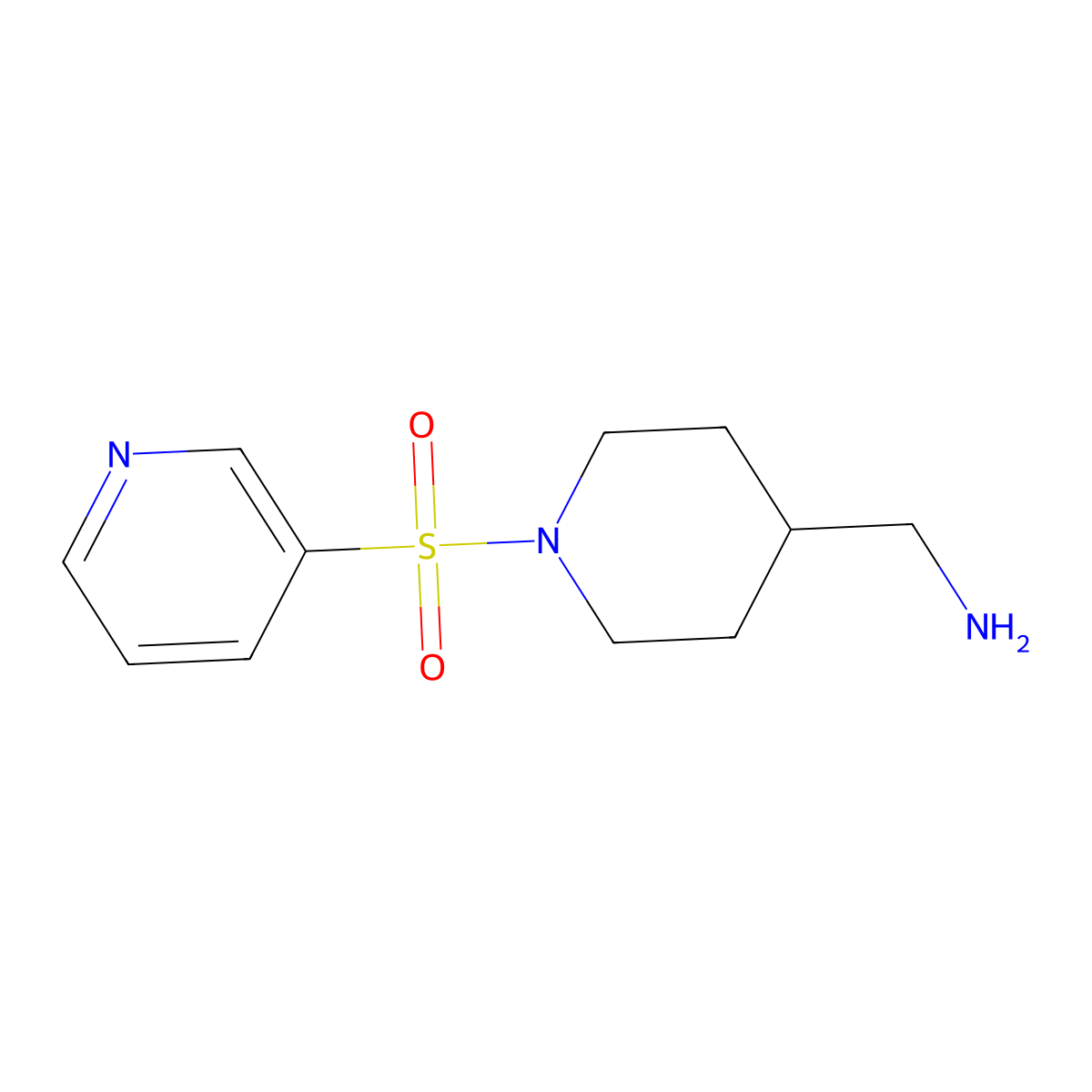(1-(Pyridin-3-ylsulfonyl)piperidin-4-yl)methanamine molecular structure, CAS 1155968-98-1