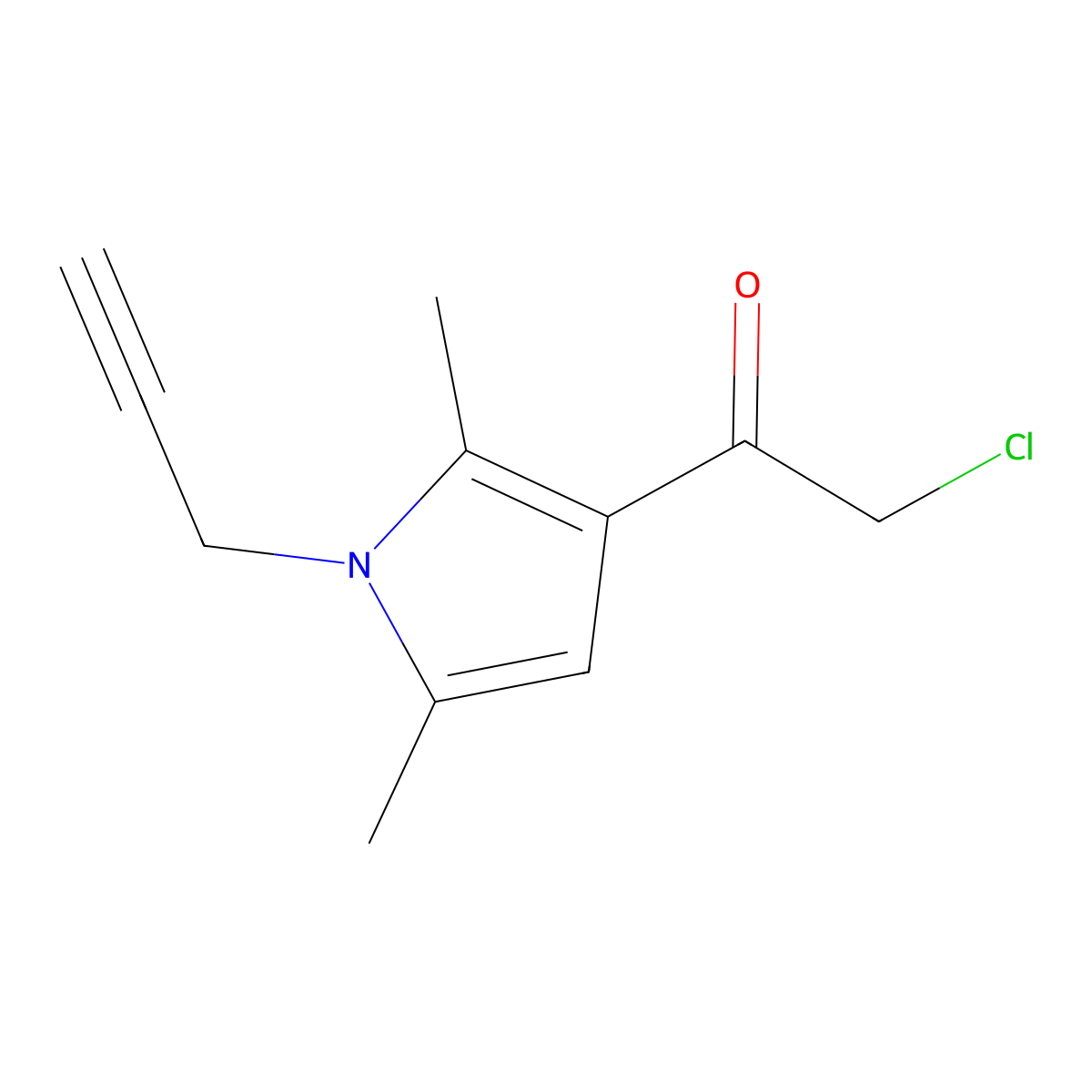 2-chloro-1-[2,5-dimethyl-1-(prop-2-yn-1-yl)-1H-pyrrol-3-yl]ethan-1-one molecular structure, CAS 1155980-26-9