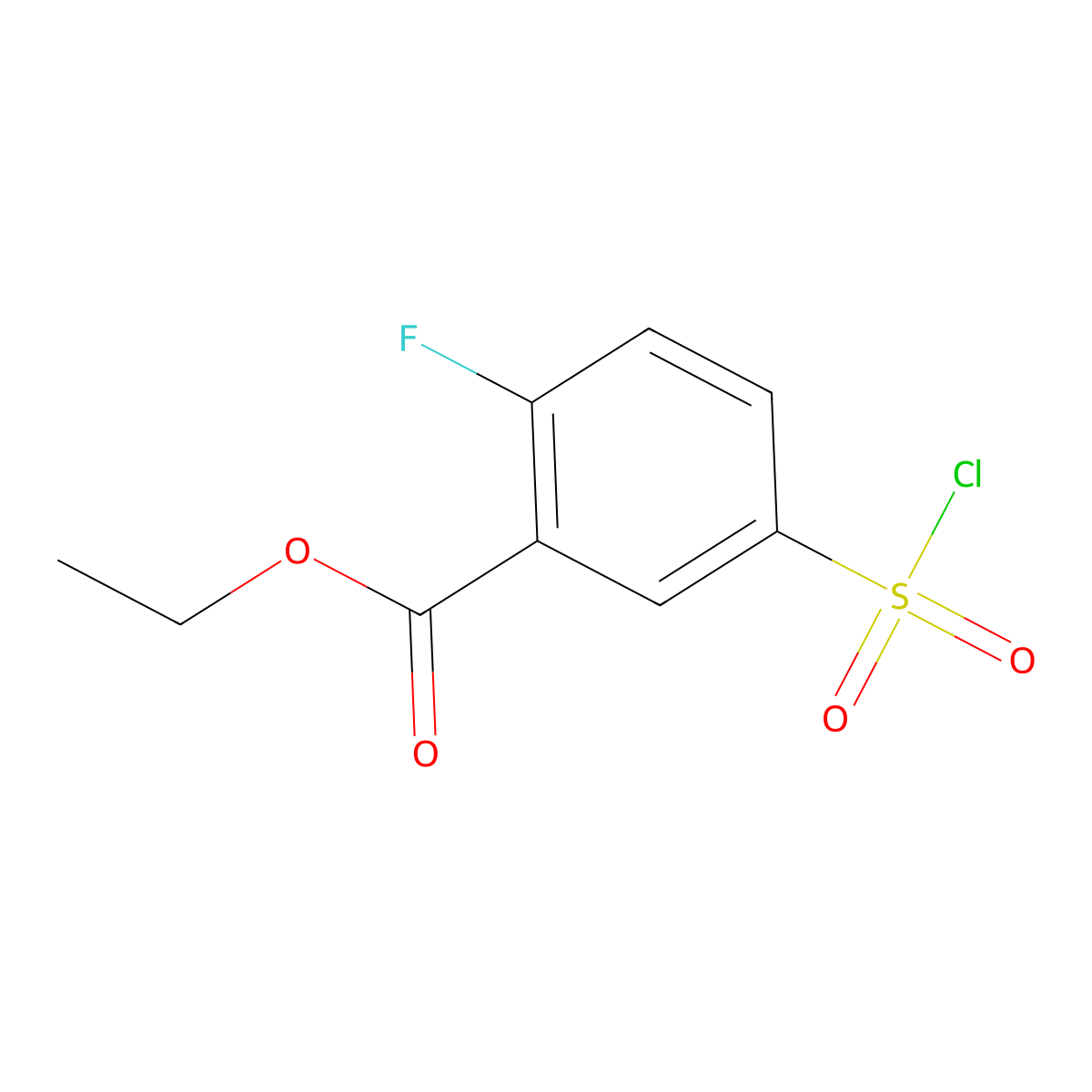 Ethyl 5-(chlorosulfonyl)-2-fluorobenzoate molecular structure, CAS 1155985-73-1