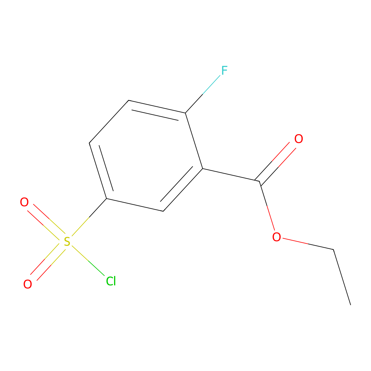 Ethyl 5-(chlorosulfonyl)-2-fluorobenzoate molecular structure, CAS 1155985-73-1