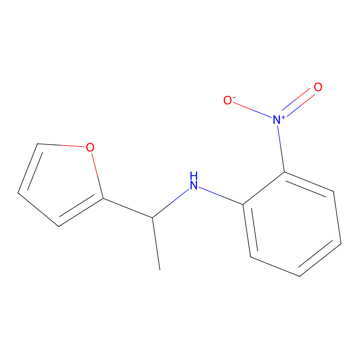 N-[1-(furan-2-yl)ethyl]-2-nitroaniline molecular structure, CAS 1155989-78-8