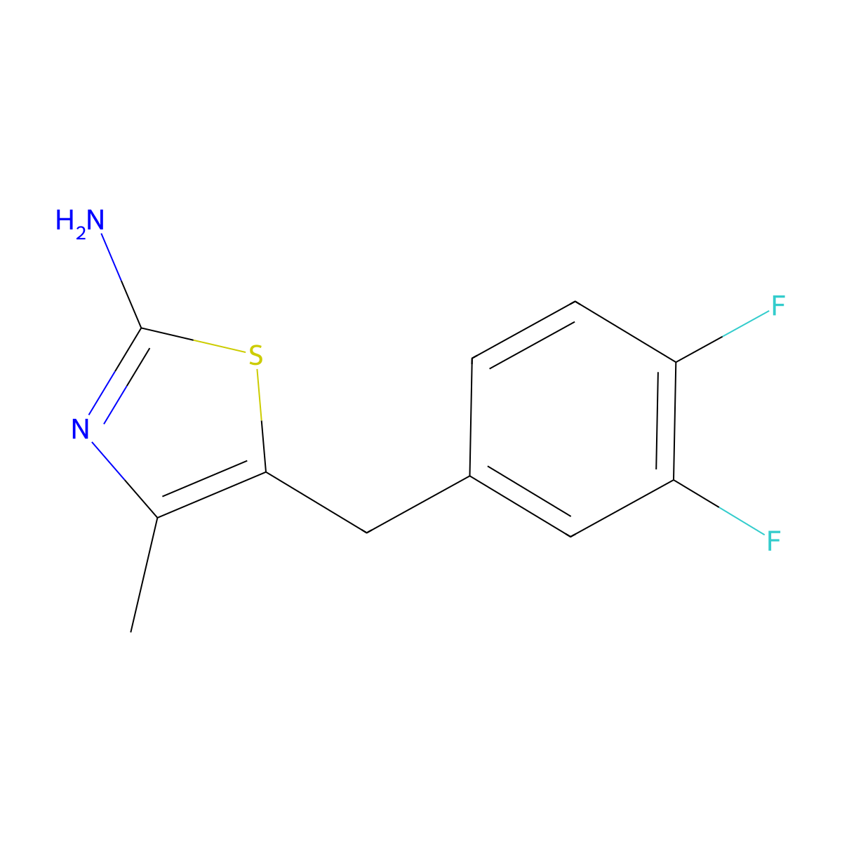5-(3,4-Difluorobenzyl)-4-methylthiazol-2-amine molecular structure, CAS 1155997-13-9