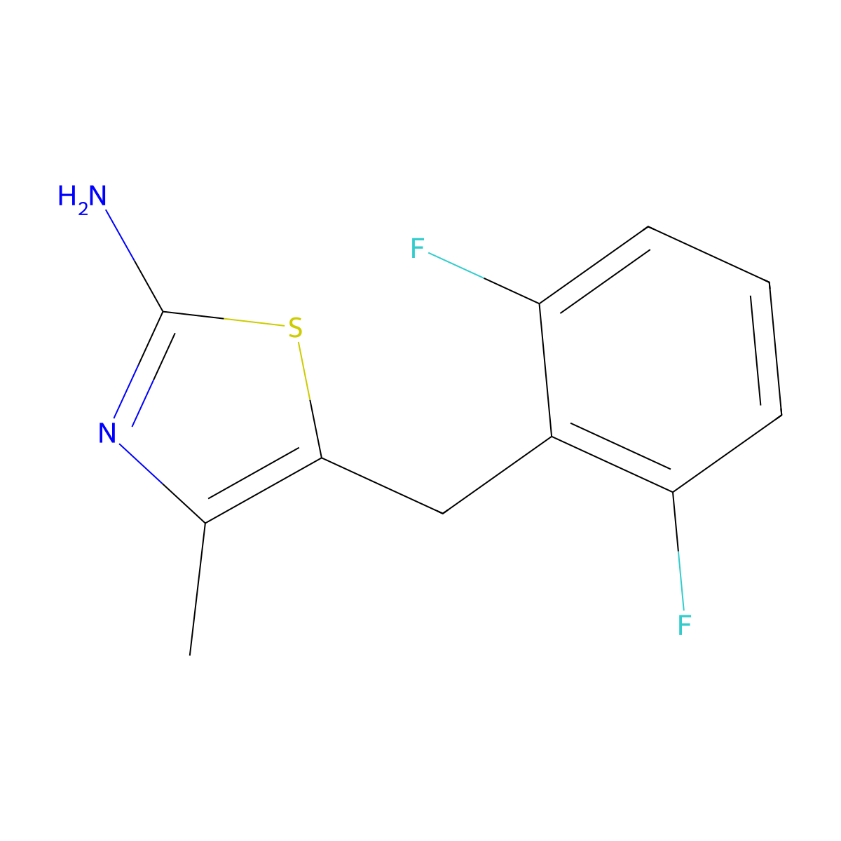 5-[(2,6-Difluorophenyl)methyl]-4-methyl-1,3-thiazol-2-amine molecular structure, CAS 1155997-28-6