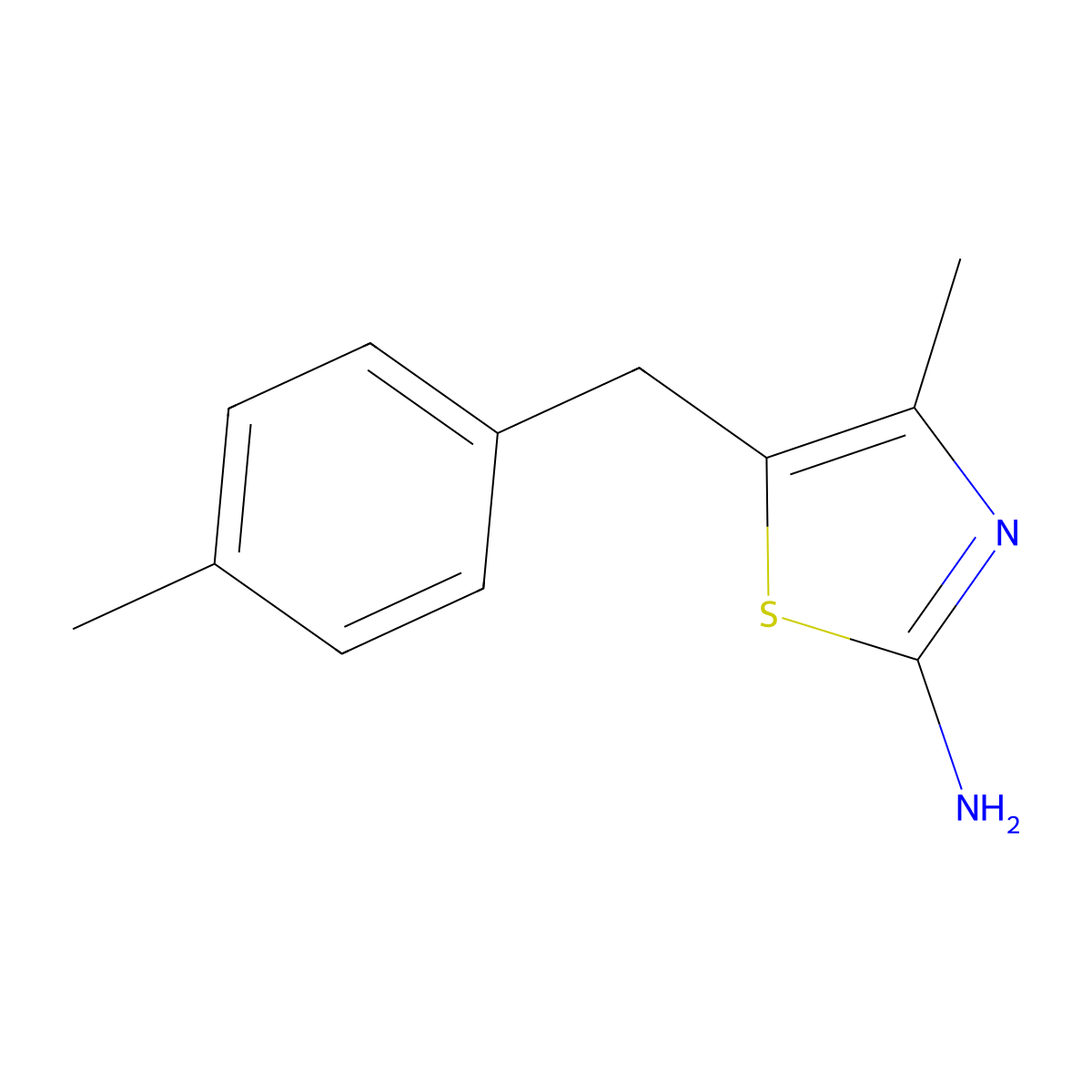 4-Methyl-5-((4-methylphenyl)methyl)-1,3-thiazol-2-amine molecular structure, CAS 1155997-55-9