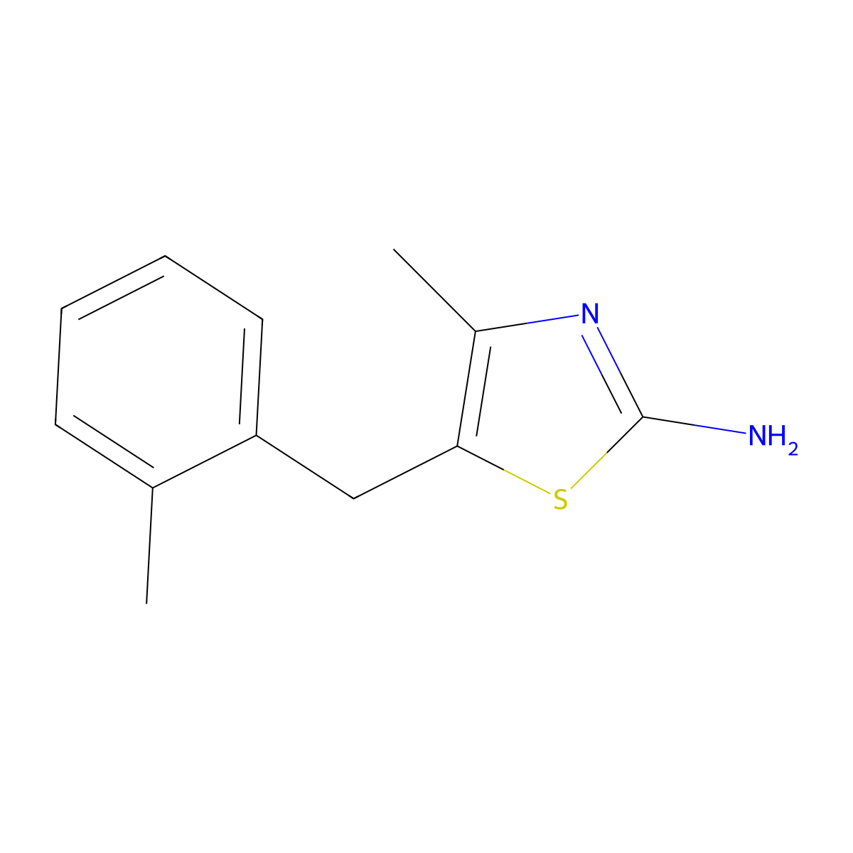4-Methyl-5-[(2-methylphenyl)methyl]-1,3-thiazol-2-amine molecular structure, CAS 1155997-73-1