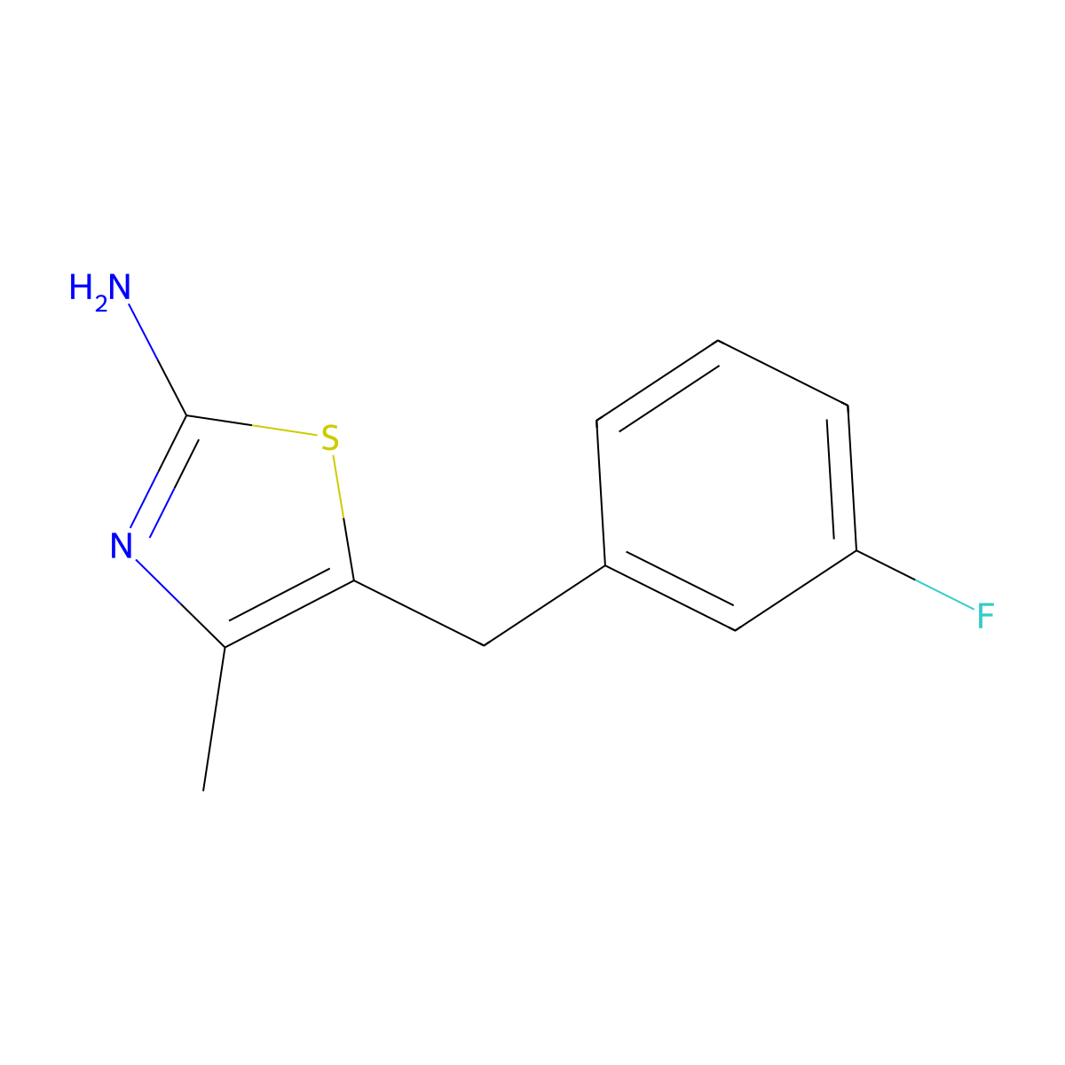 5-[(3-Fluorophenyl)methyl]-4-methyl-1,3-thiazol-2-amine molecular structure, CAS 1155997-93-5