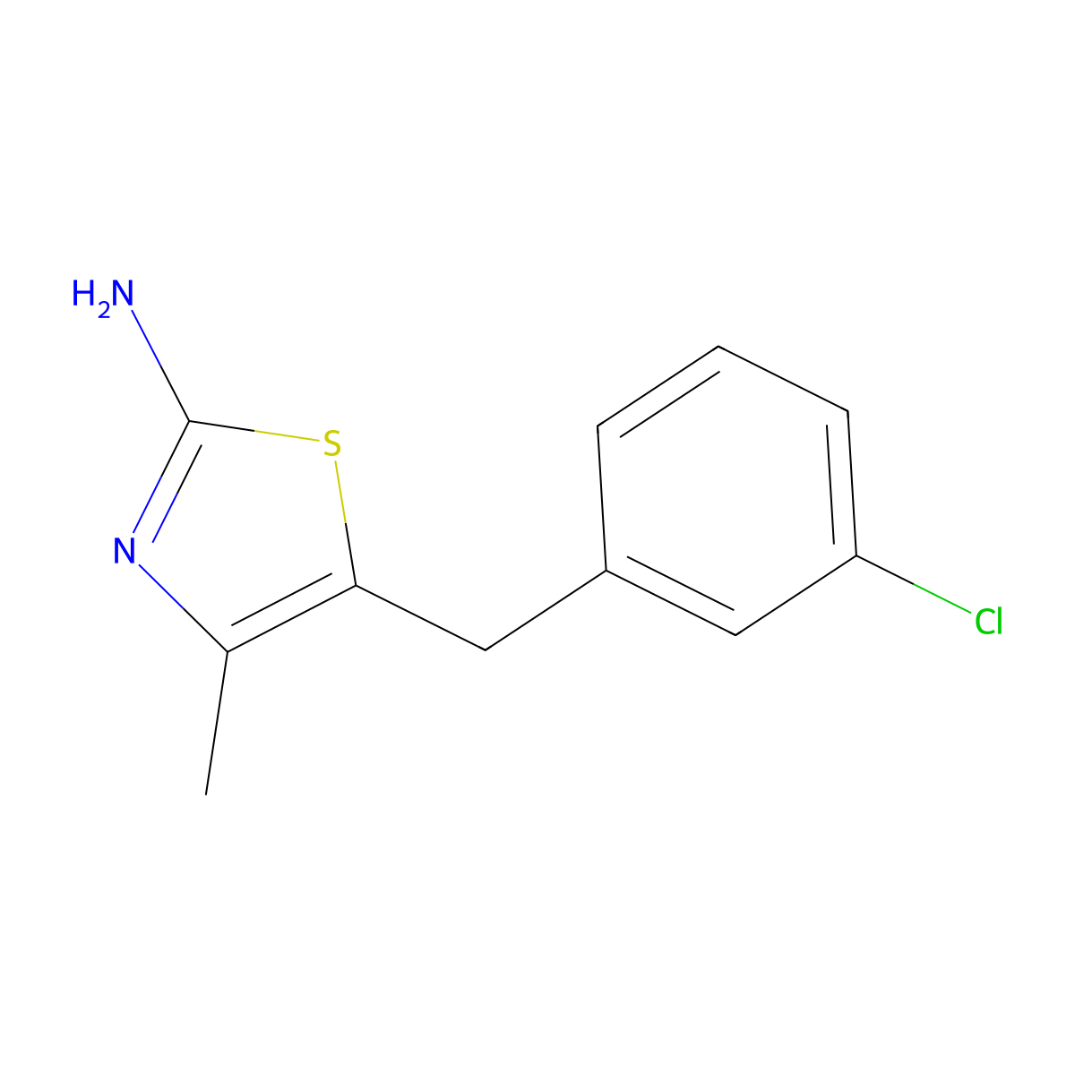 5-[(3-Chlorophenyl)methyl]-4-methyl-1,3-thiazol-2-amine molecular structure, CAS 1155998-38-1