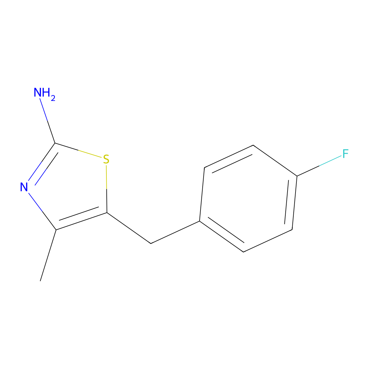 5-[(4-Fluorophenyl)methyl]-4-methyl-1,3-thiazol-2-amine molecular structure, CAS 1155998-70-1