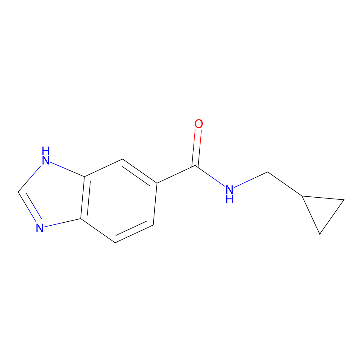 N-(cyclopropylmethyl)-1H-1,3-benzodiazole-5-carboxamide molecular structure, CAS 1156039-45-0