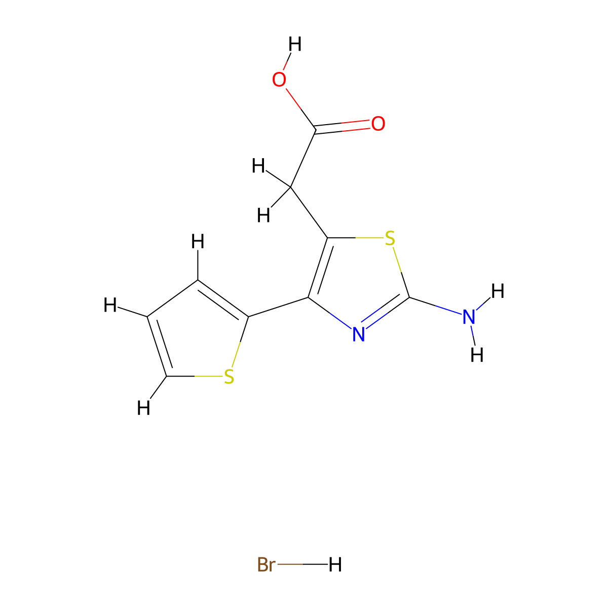 2-[2-Amino-4-(thiophen-2-yl)-1,3-thiazol-5-yl]acetic acid hydrobromide molecular structure, CAS 1156039-71-2